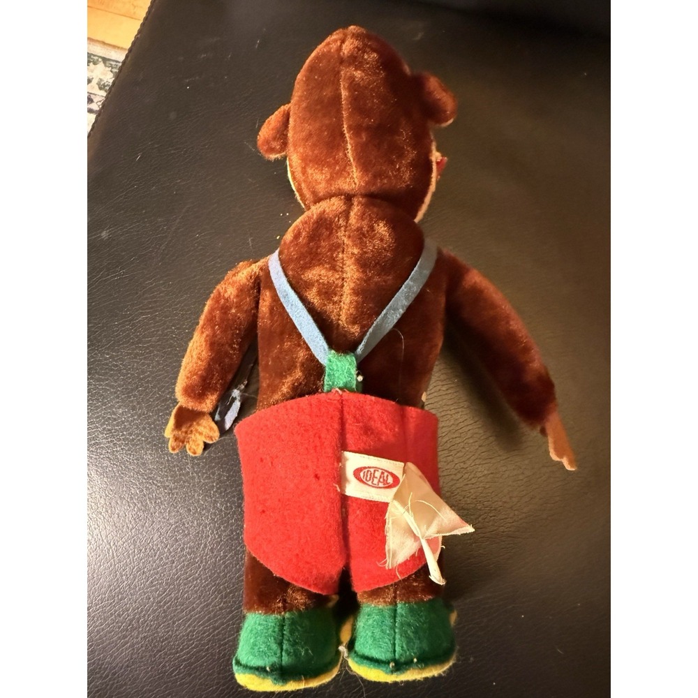 Vintage Ideal Toy Corp Monkey Plush Doll Red Shorts Green Shoes Bow Tie Retro - Picture 8 of 16